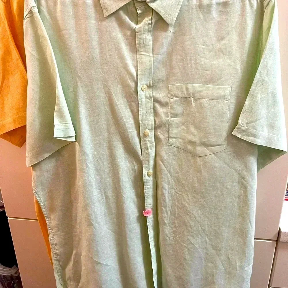Set Of 2 Banana Republic Button Up Shirt Short Sleeve Men's Slim Fit 17-17½ XL